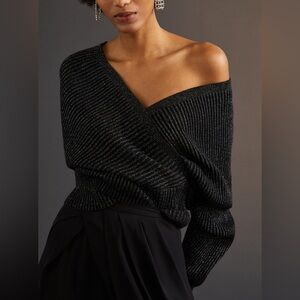 NWT Anthropologie Shimmer Surplice Pullover